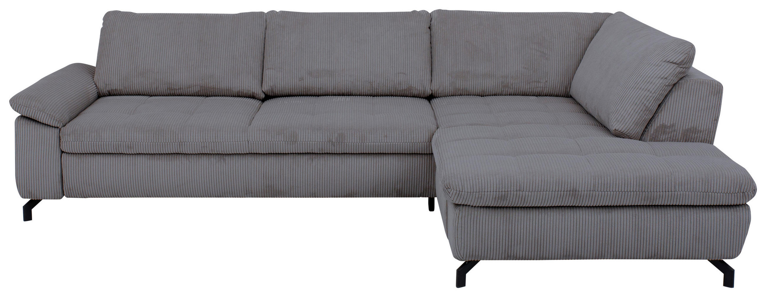 ECKSOFA Sense Anthrazit Cord, Velours  - Anthrazit/Schwarz, Design, Textil/Metall (291/197cm) - Beldomo Style