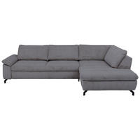 ECKSOFA in Cord, Velours Anthrazit  - Anthrazit/Schwarz, Design, Textil/Metall (291/197cm) - Beldomo Style