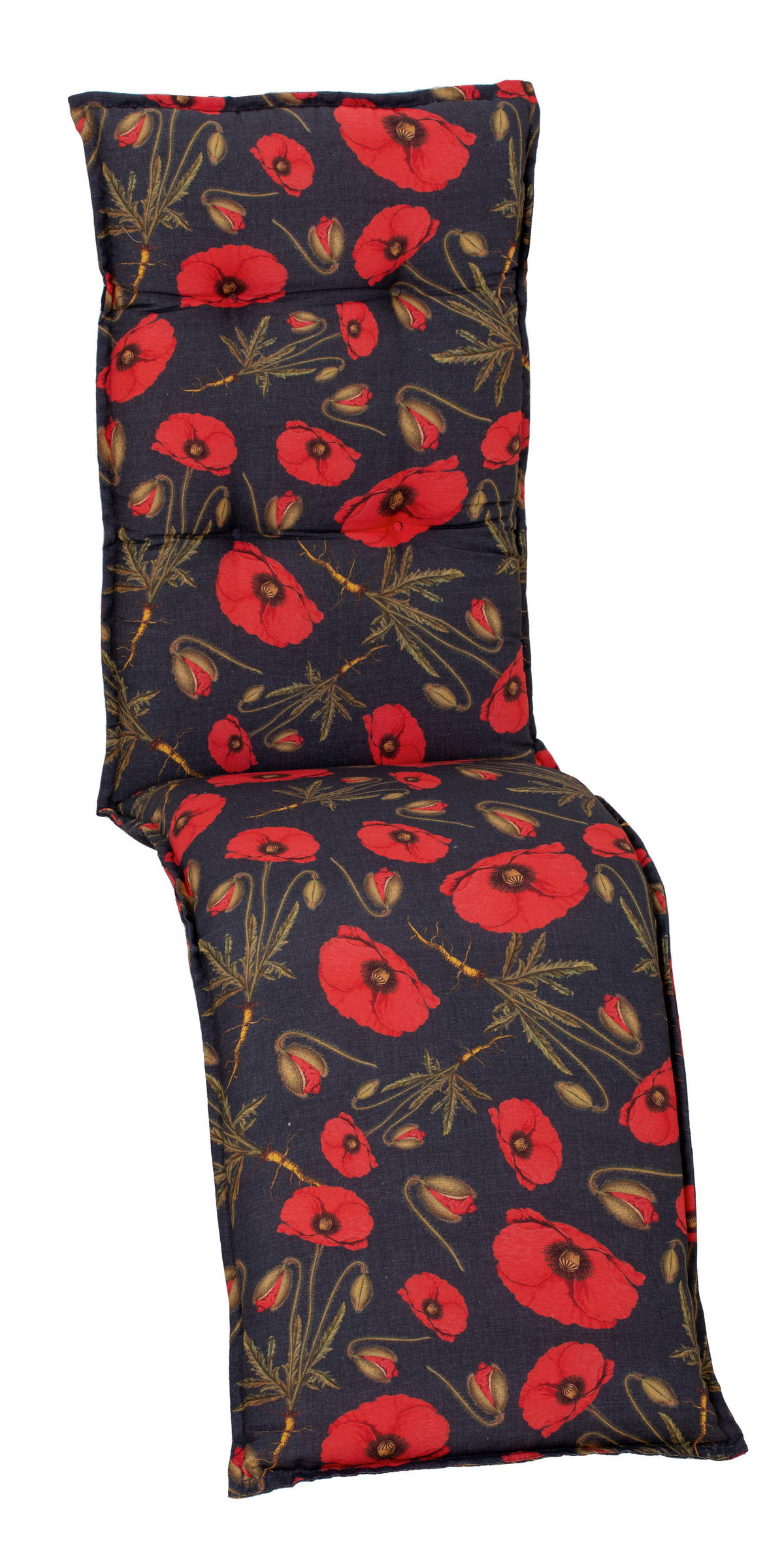 RELAXSESSELAUFLAGE in Schwarz Blume  - Schwarz, Basics, Textil (170/46/8cm) - Gardenson