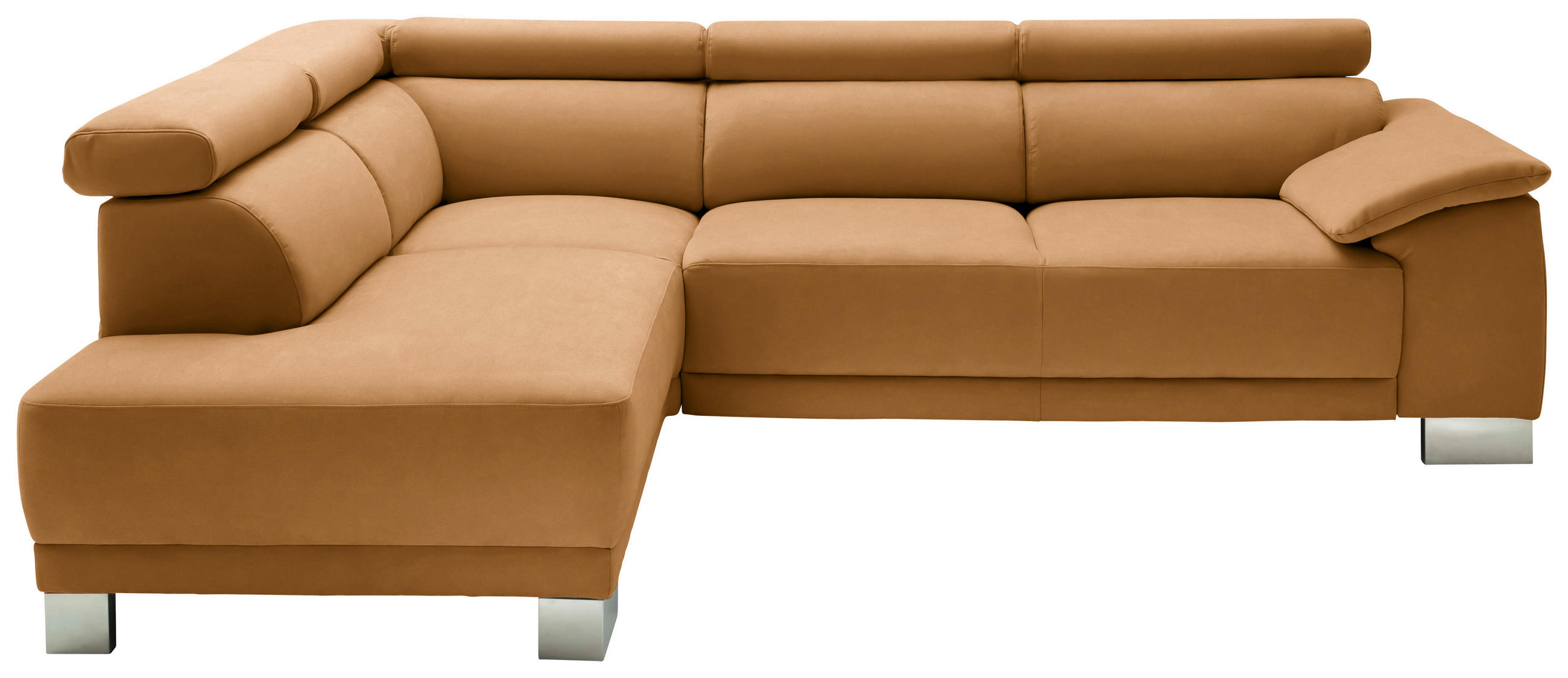 ECKSOFA in Mikrofaser Gelb, Orange  205/270 cm  - Chromfarben/Gelb, Design, Holz/Textil (205/270cm) - Pure Home Lifestyle
