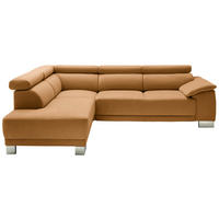 ECKSOFA in Mikrofaser Gelb, Orange  - Chromfarben/Gelb, Design, Holz/Textil (205/270cm) - Pure Home Lifestyle