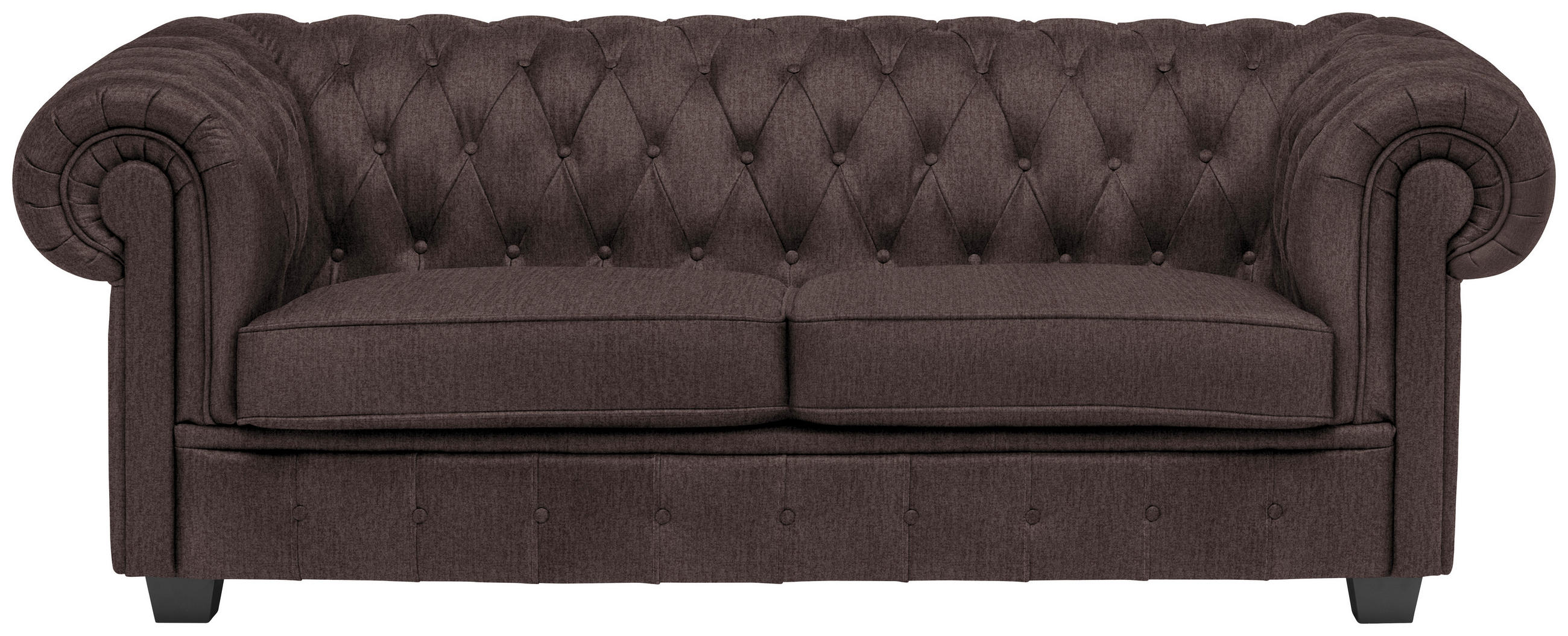 CHESTERFIELD-SOFA in Webstoff Dunkelbraun  - Wengefarben/Dunkelbraun, LIFESTYLE, Holz/Textil (206/76,5/96cm) - Landscape