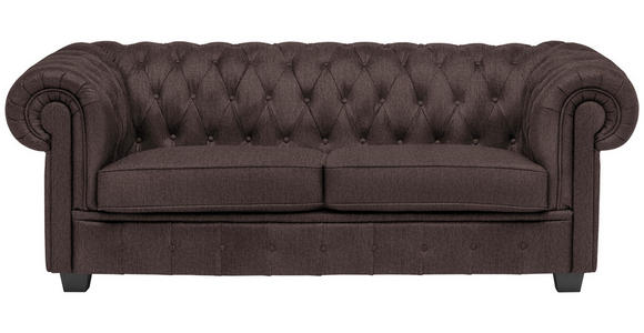 CHESTERFIELD-SOFA Webstoff Dunkelbraun  - Wengefarben/Dunkelbraun, LIFESTYLE, Holz/Textil (206/76,5/96cm) - Landscape