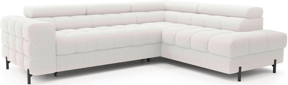 ECKSOFA Weiß Plüsch  - Schwarz/Weiß, Design, Textil/Metall (276/200cm) - MID.YOU