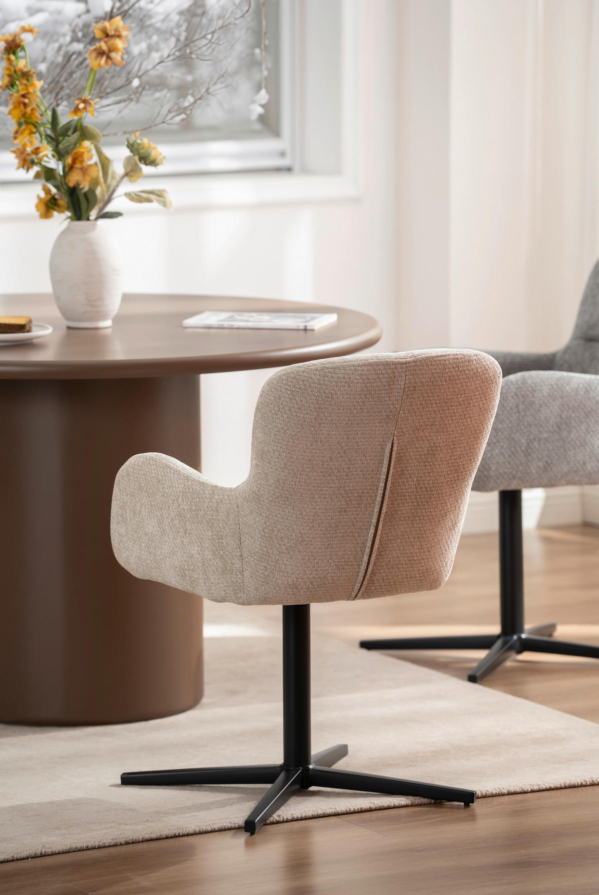 NASLANJAČ, les, kovina, tekstil bež  - črna/bež, Moderno, kovina/tekstil (57/85/63cm) - Livetastic