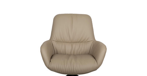 ARMLEHNSTUHL  in Aluminium, Eisen Echtleder pigmentiert  - Taupe/Schwarz, Design, Leder/Metall (64/89/65cm) - Dieter Knoll