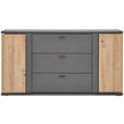SIDEBOARD  160/83,8/40,4 cm 3 Schublade(n)  - Schwarz/Eiche Artisan, KONVENTIONELL, Holzwerkstoff/Metall (160/83,8/40,4cm) - Hom`in