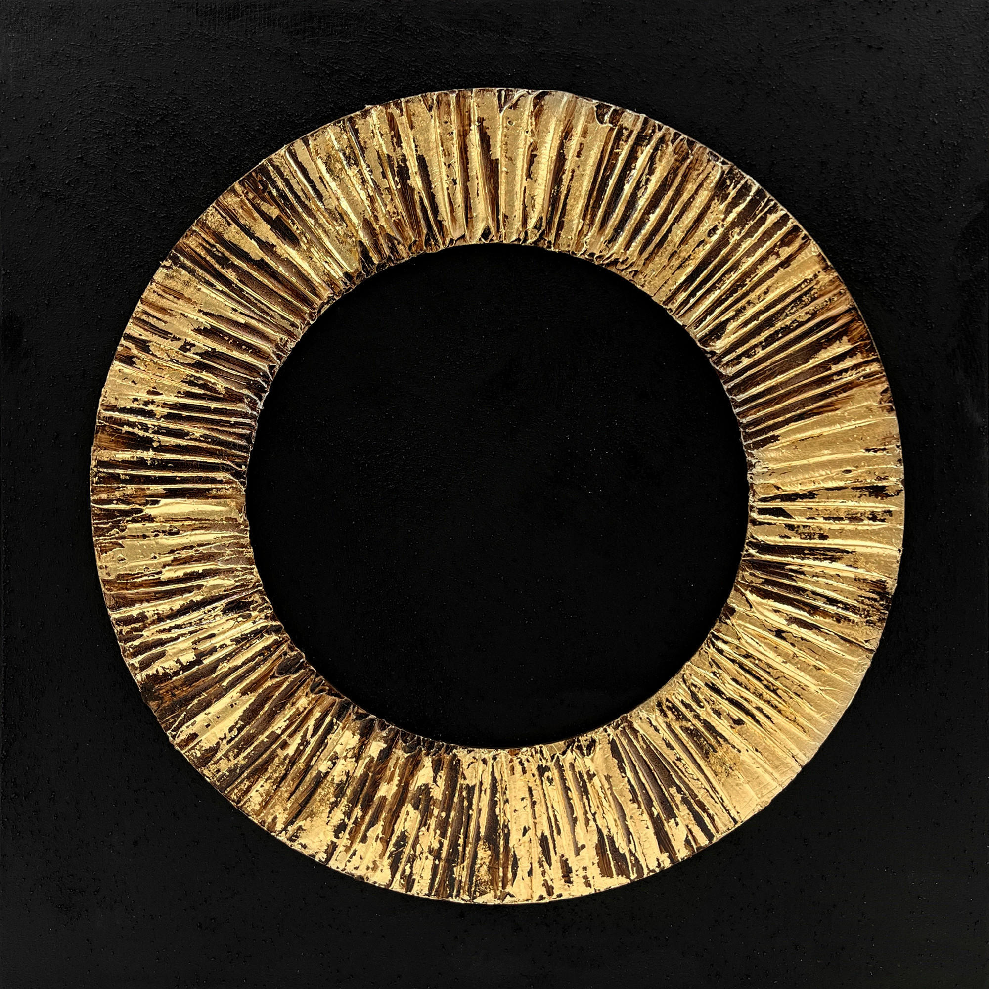 ORIGINALBILD Abstraktes Schwarz, Goldfarben 55/55 cm  - Goldfarben/Schwarz, LIFESTYLE, Holzwerkstoff/Textil (55/55cm) - Monee