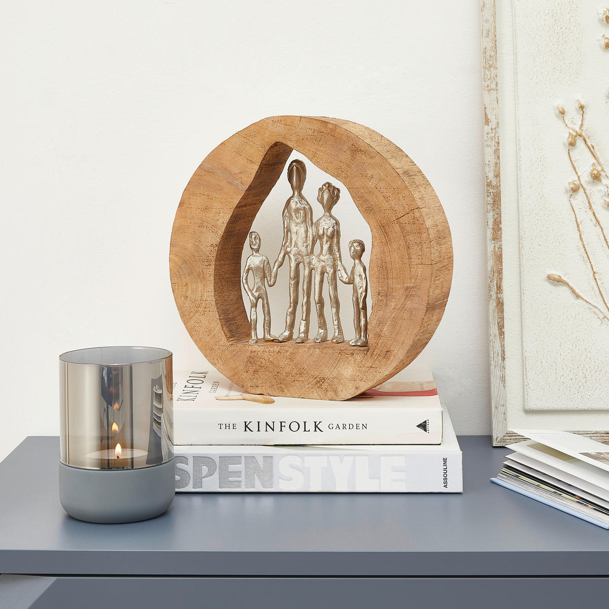 SKULPTUR - Silberfarben/Naturfarben, Natur, Holz/Metall (27,5/27/6,5cm) - Ambia Home