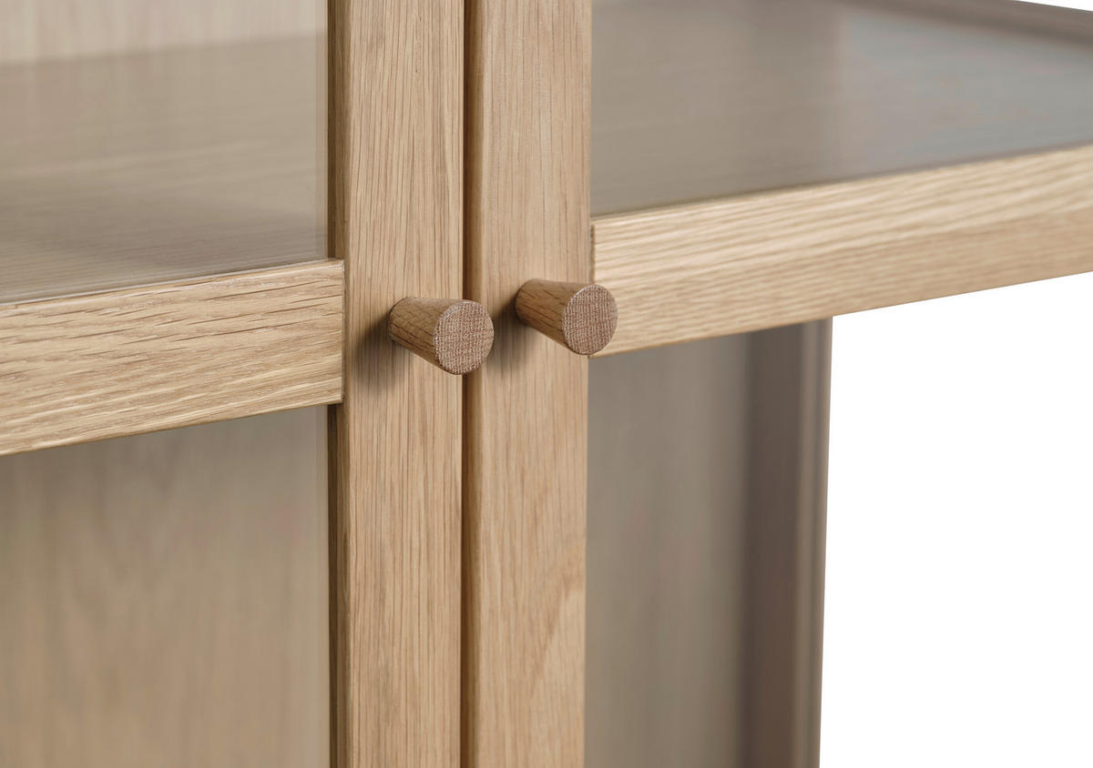 VITRINE in massiv, teilmassiv Eiche Eichefarben  - Eichefarben, Basics, Glas/Holz (90/190/40cm) - Boxxx