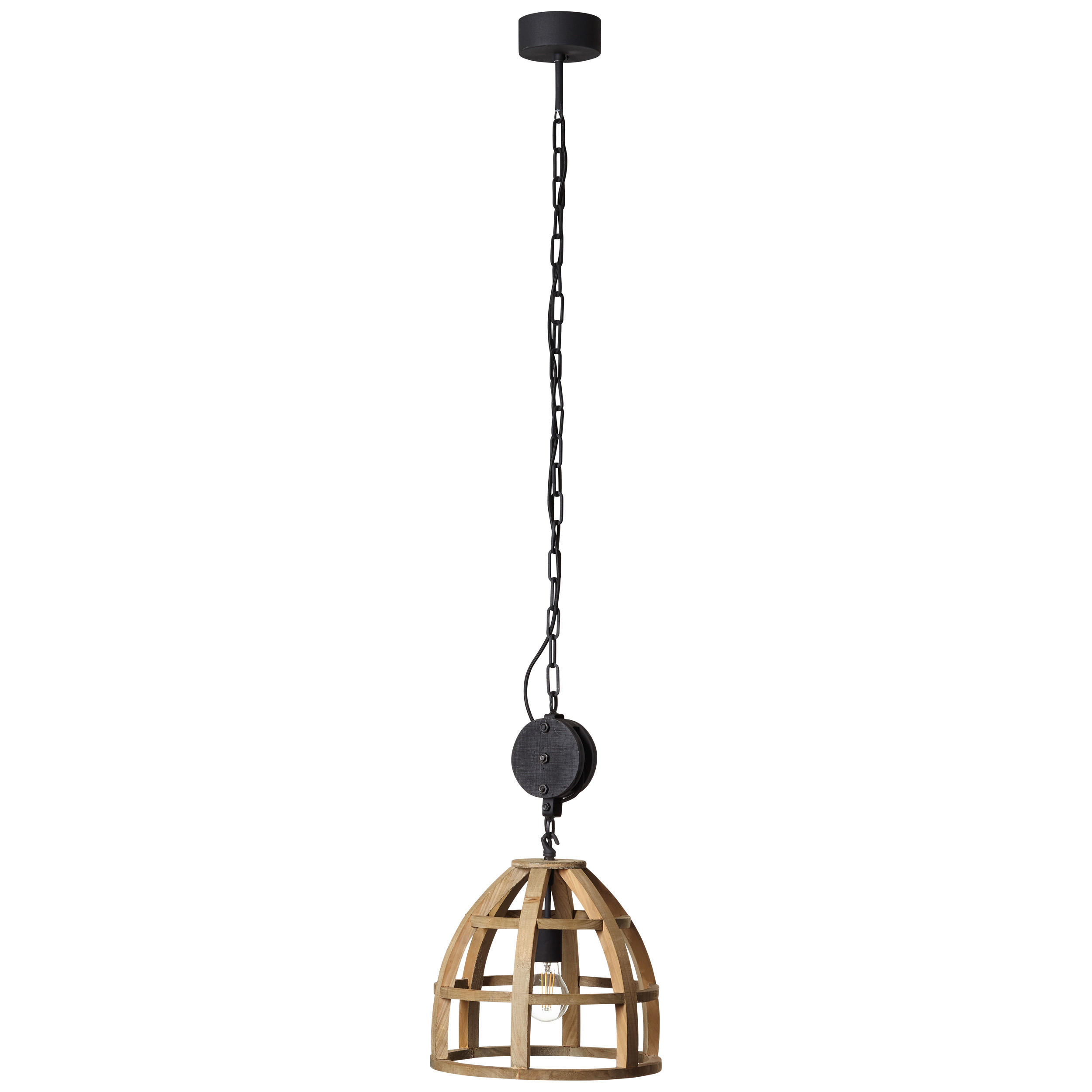 PENDELLEUCHTE 34/143 cm   - Hellbraun/Schwarz, Natur, Holz/Metall (34/143cm) - Brilliant