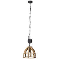 PENDELLEUCHTE 34/143 cm   - Hellbraun/Schwarz, Natur, Holz/Metall (34/143cm) - Brilliant