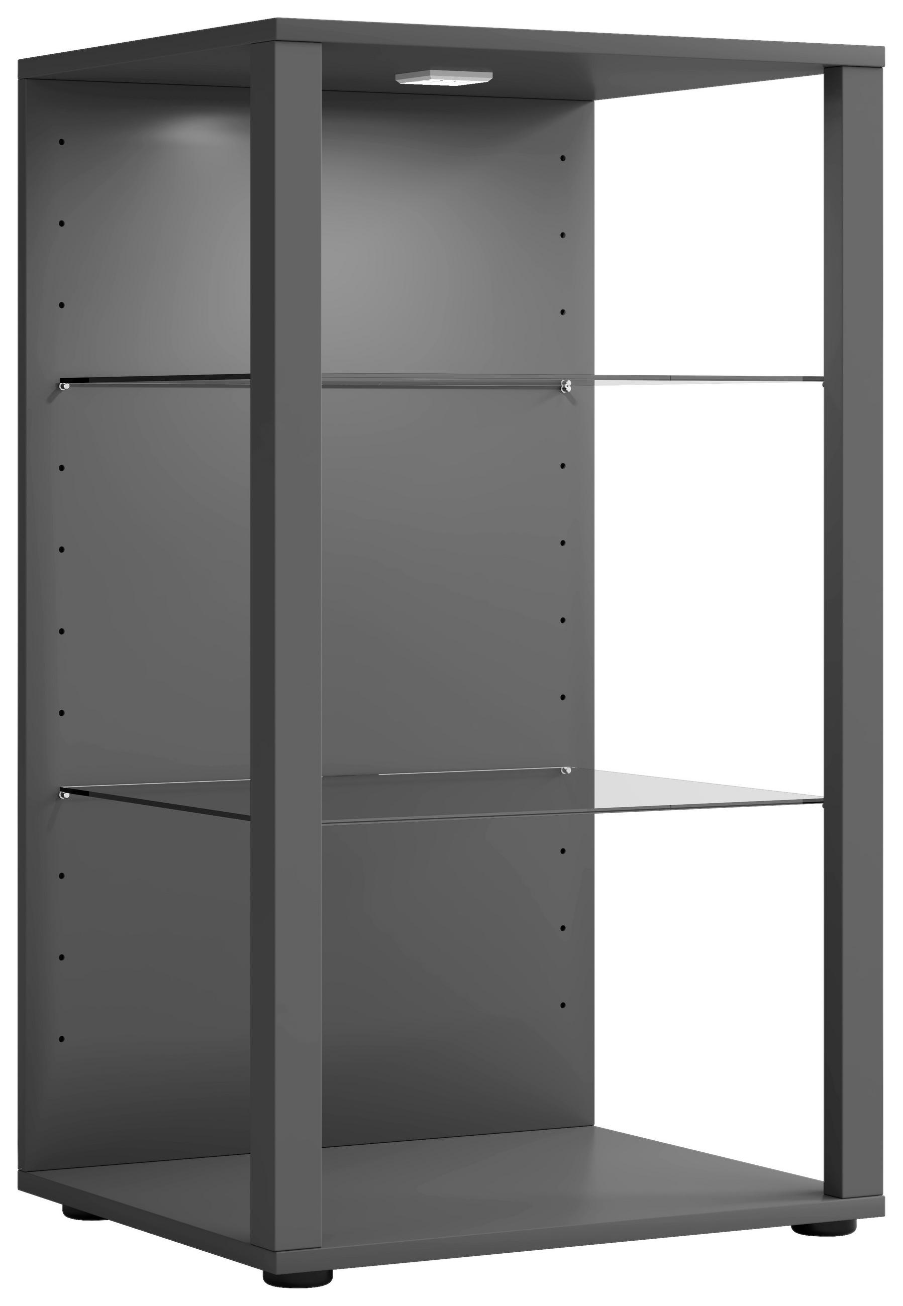 VITRINSKÅP  i antracit  - svart/antracit, Modern, trämaterial/glas (52/90/44cm) - MID.YOU