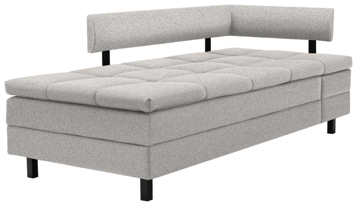 LIEGE in Flachgewebe Hellgrau  - Hellgrau/Schwarz, MODERN, Textil/Metall (208/77/98cm) - Joka