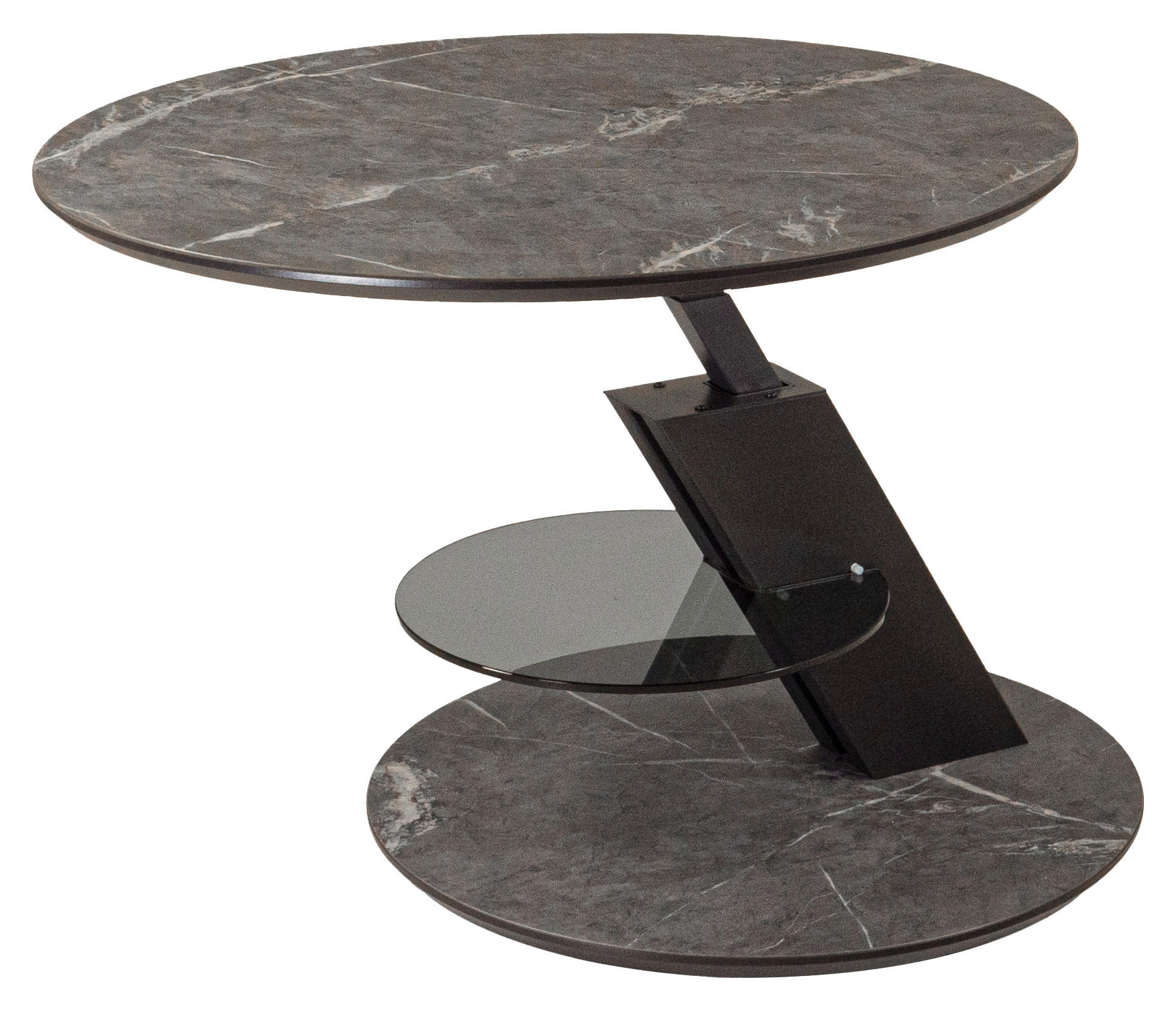 COUCHTISCH 80/80/47-64 cm rund Anthrazit, Dunkelgrau  - Dunkelgrau/Anthrazit, Natur, Holzwerkstoff/Metall (80/80/47-64cm) - Novel