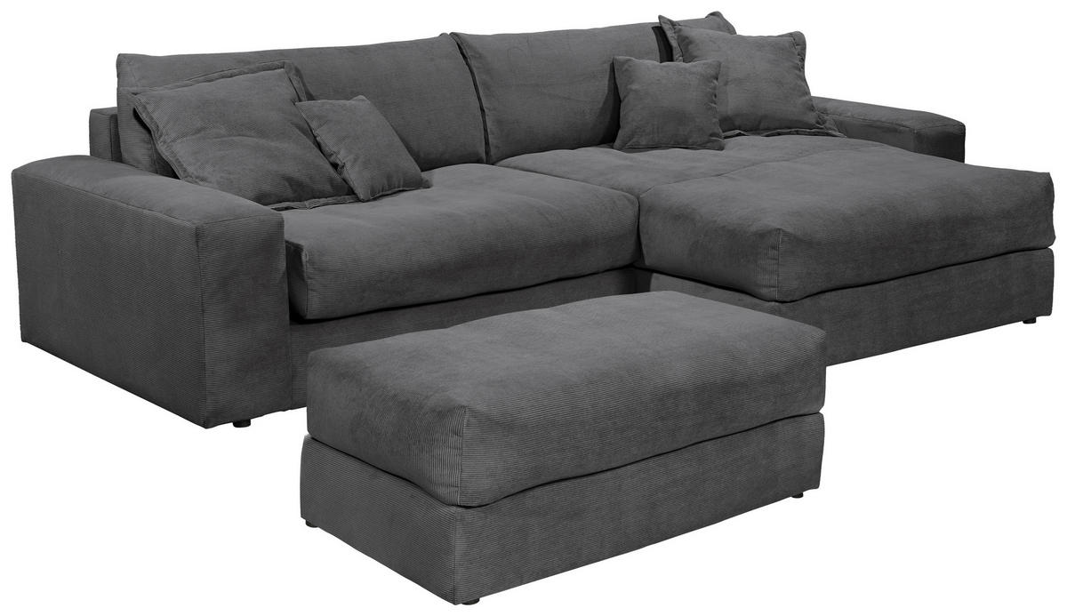 ECKSCHLAFSOFA  KAMIL Anthrazit Cord  - Anthrazit/Schwarz, MODERN, Kunststoff/Textil (180/297cm) - Livetastic