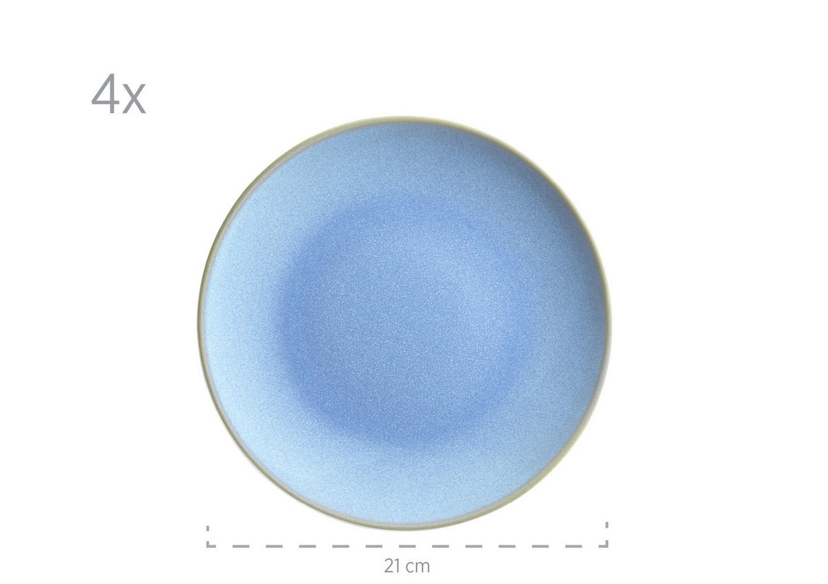 KOMBISERVICE Ossia 16-teilig  - Sandfarben/Hellblau, Basics, Keramik - Mäser