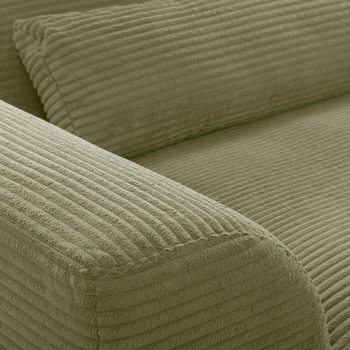 ECKSOFA Olivgrün Cord Nierenkissen, Rückenkissen  - Schwarz/Olivgrün, Design, Textil/Metall (313/172cm) - P & B