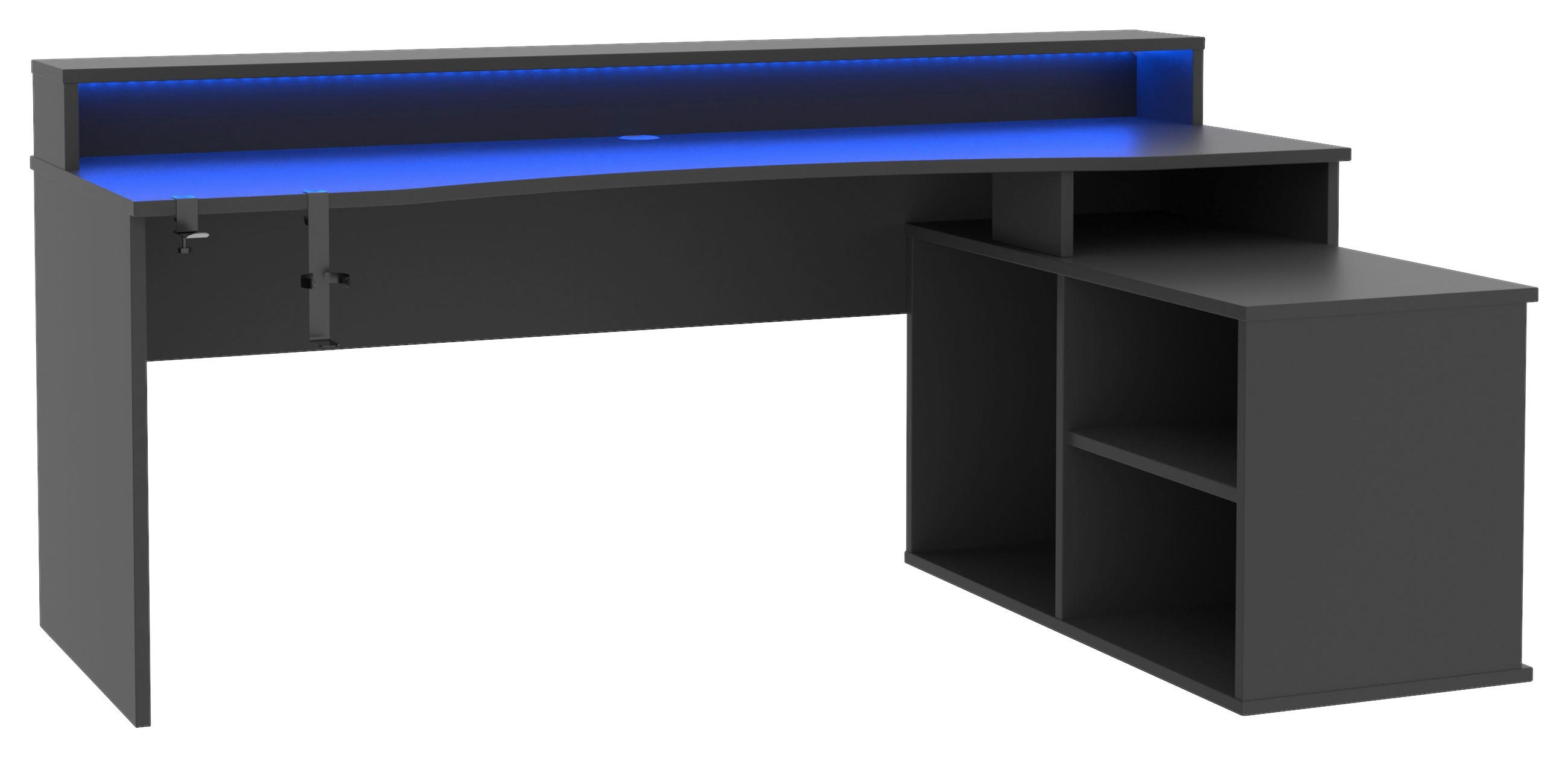 GAMINGTISCH Schwarz  - Schwarz, MODERN, Holzwerkstoff/Kunststoff (200/125,4/91,1cm) - MID.YOU