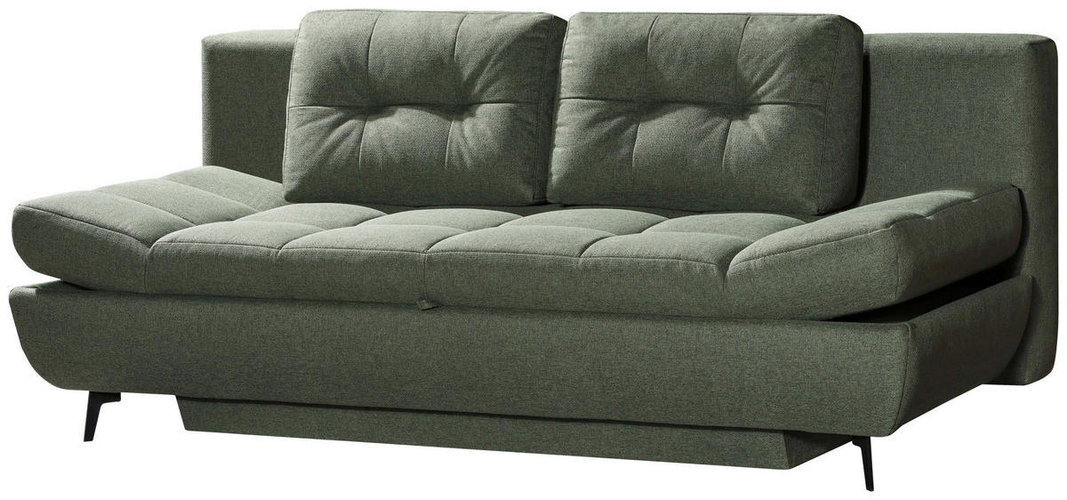 SCHLAFSOFA  mit Flachgewebe Grün  - Schwarz/Grün, Design, Textil/Metall (210/92/107cm) - Novel