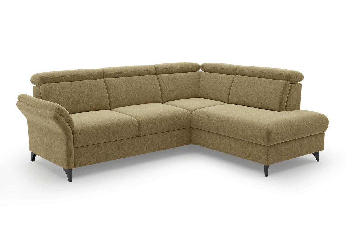 ECKSOFA GLENDALE E Olivgrün Flachgewebe  - Schwarz/Olivgrün, KONVENTIONELL, Textil/Metall (247/193cm) - Sit & More