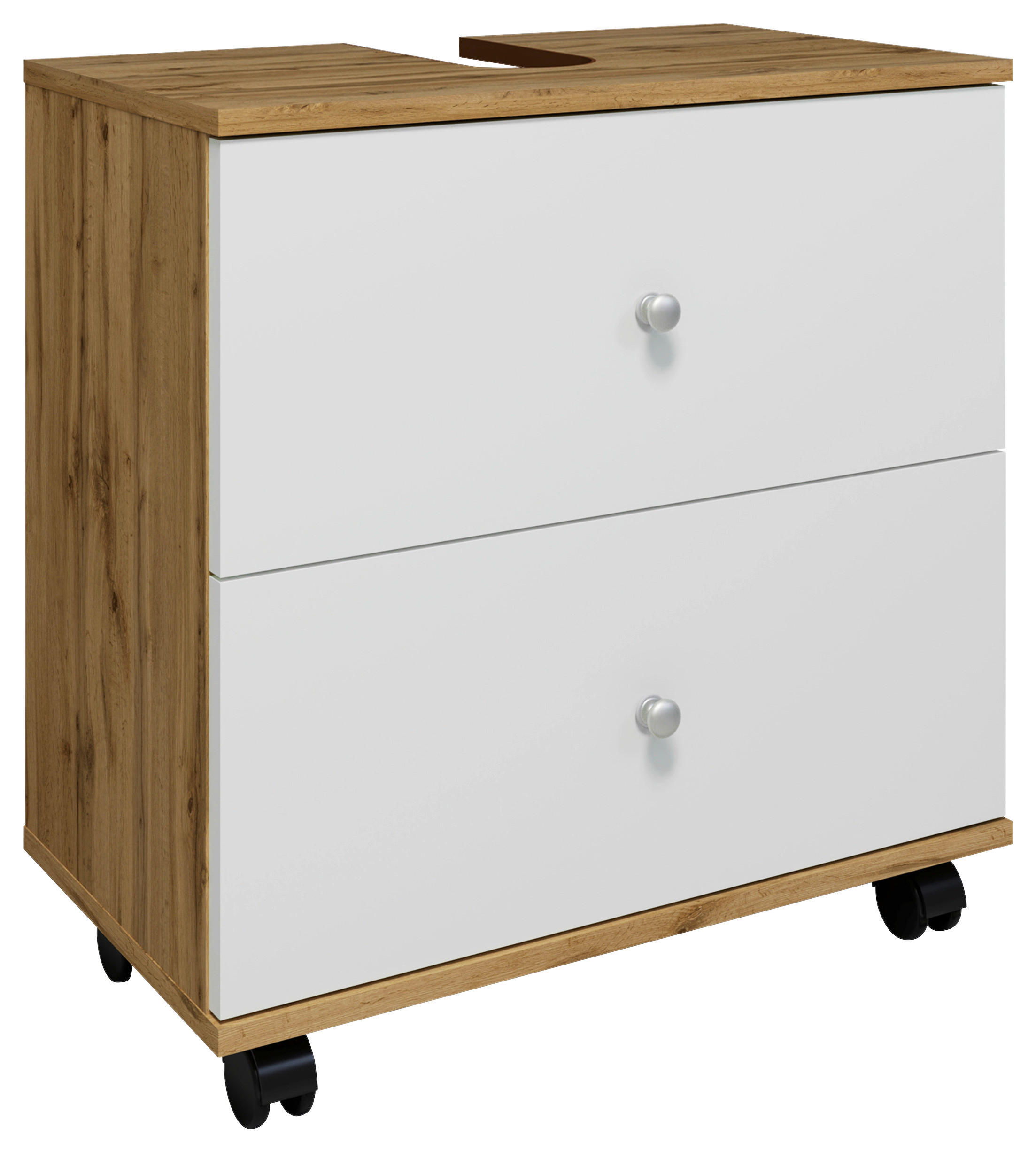 TVÄTTSTÄLLSUNDERSKÅP 60/61/33 cm  - vit/honungsek, Modern, trämaterial/plast (60/61/33cm) - MID.YOU