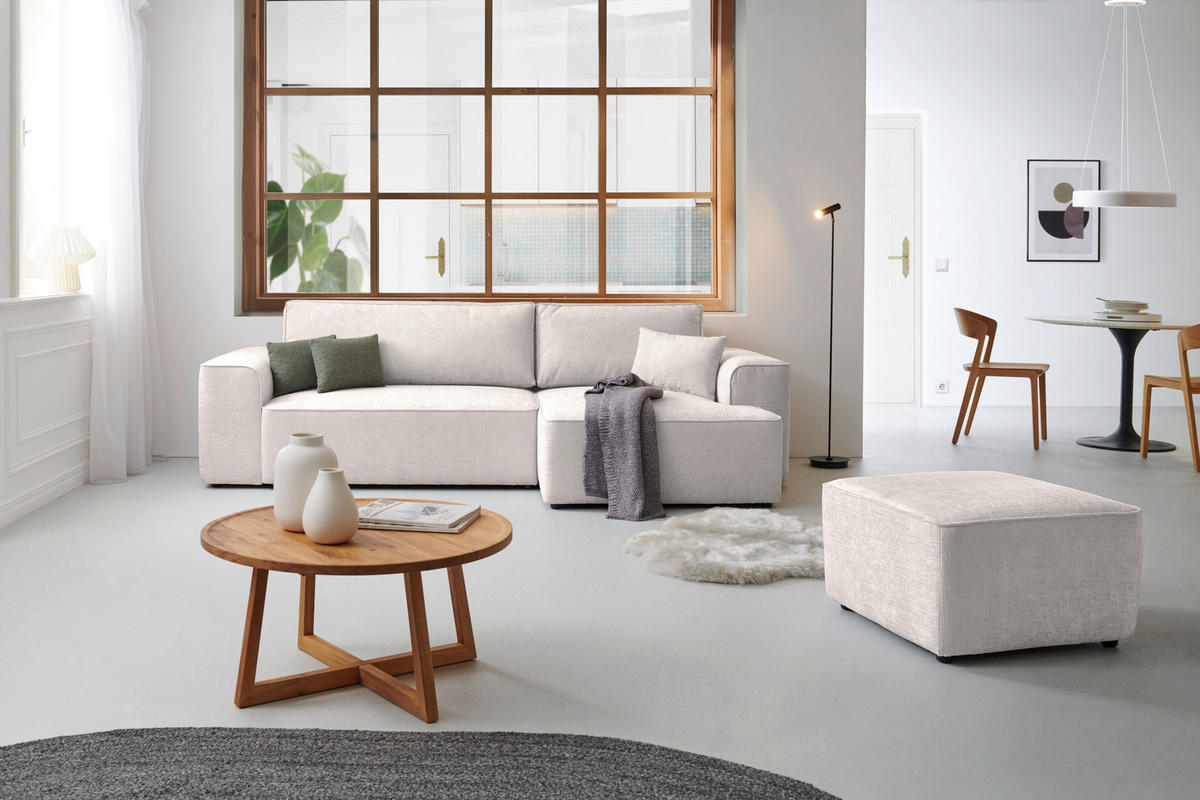 ECKSOFA in Plüsch Beige  - Beige/Blaugrau, Design, Kunststoff/Textil (288/152cm) - Xora