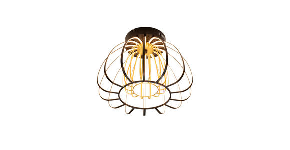 LED-DECKENLEUCHTE Ontario 44,5/33 cm  - Goldfarben/Schwarz, Design, Glas/Kunststoff (44,5/33cm) - Novel