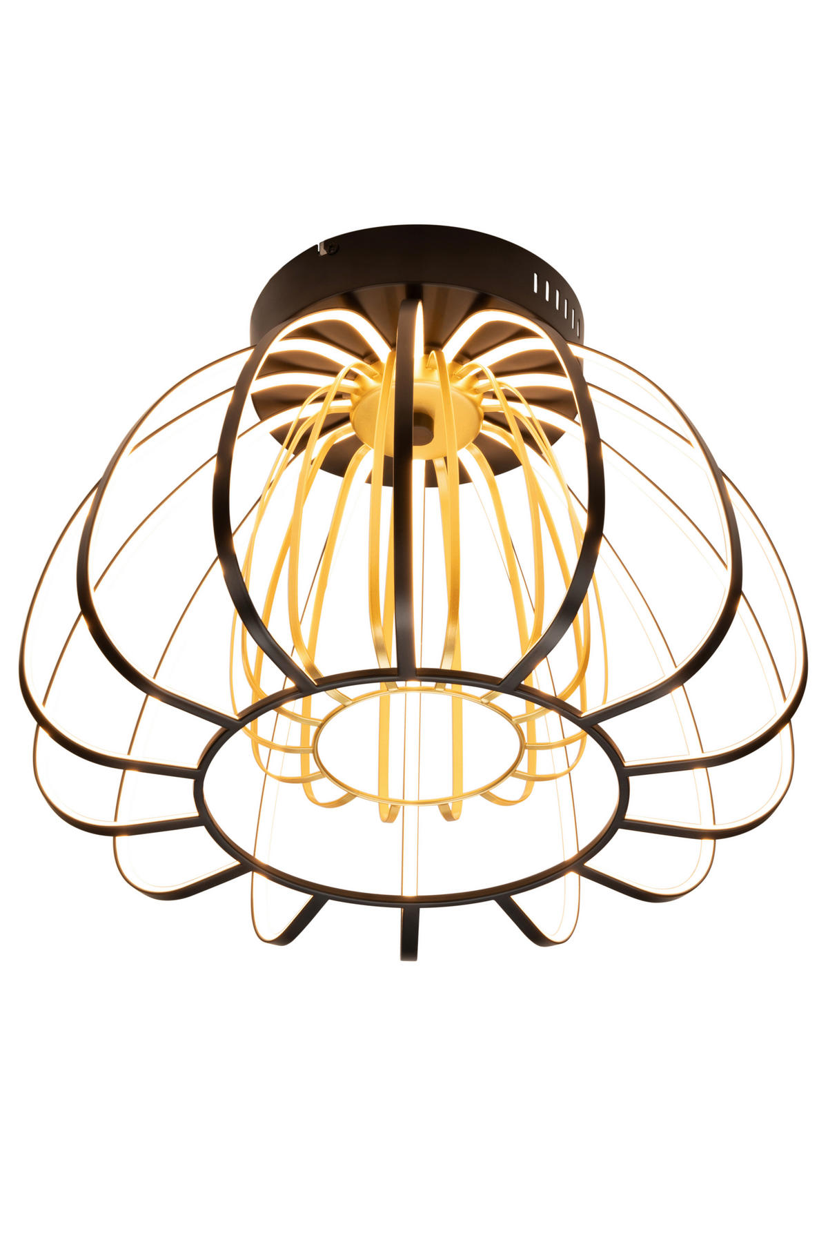 LED MENNYEZETI LÁMPA - fekete/aranyszínű, Design, műanyag/üveg (44,5/33cm) - Novel