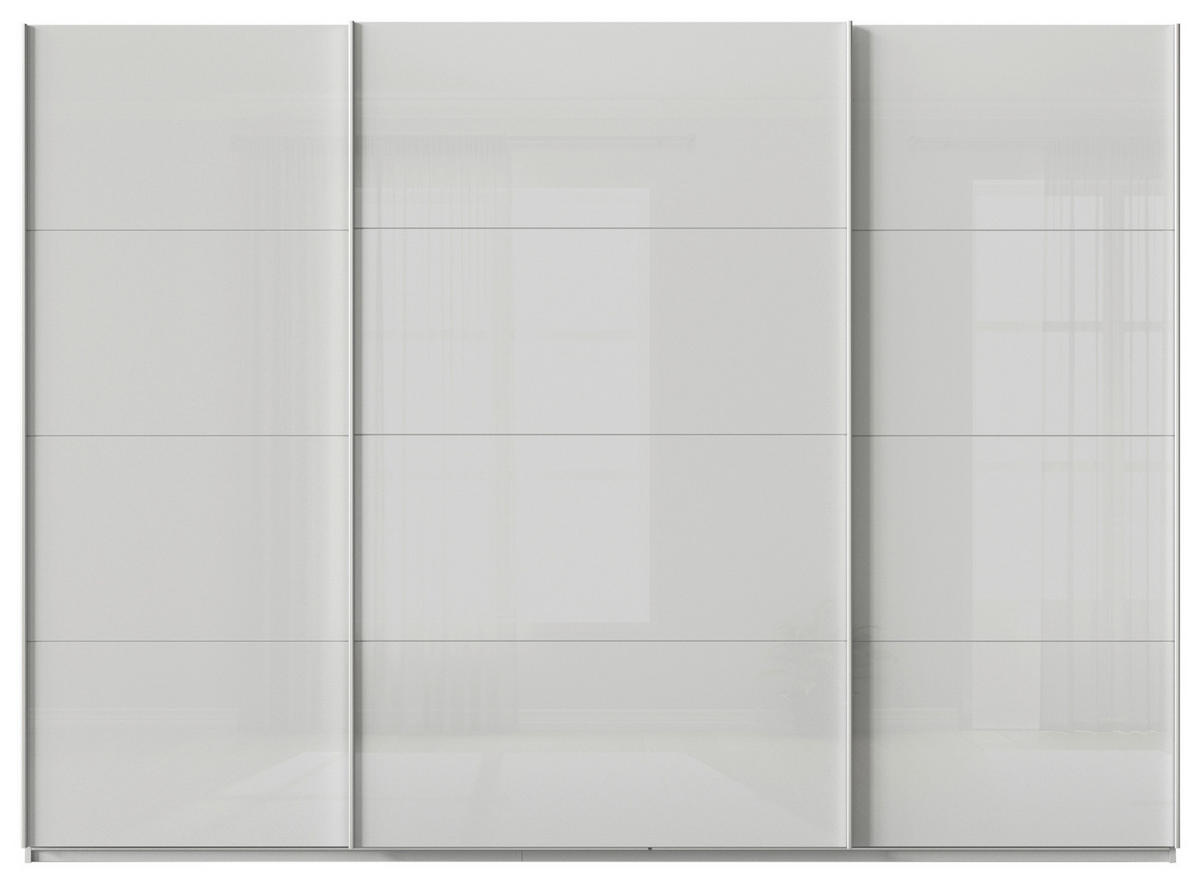 SCHWEBETÜRENSCHRANK  in Seidengrau  - Seidengrau/Alufarben, KONVENTIONELL, Glas/Holzwerkstoff (315/210/62cm) - Xora