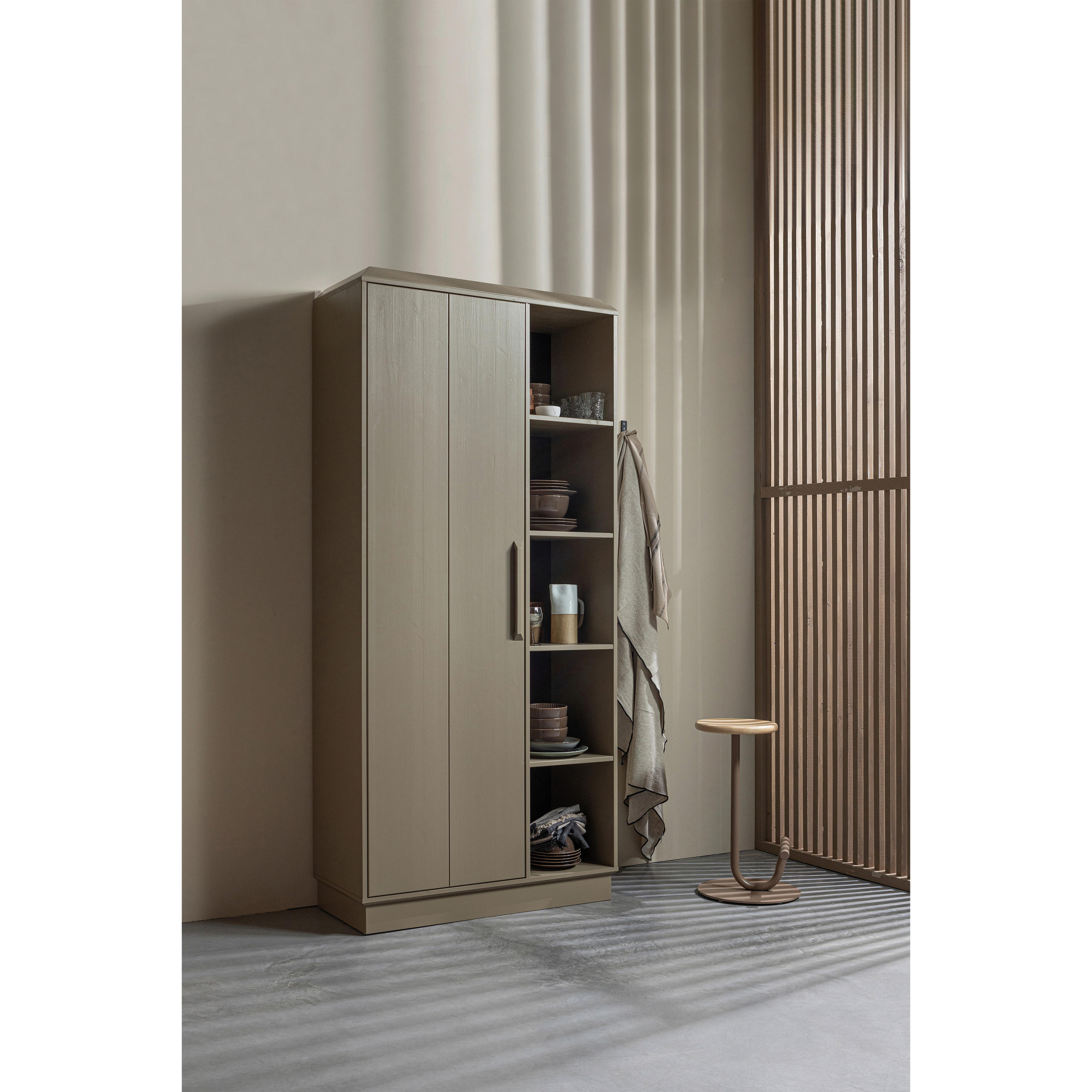 GARDEROBENSCHRANK Lowen  in 100/221/44 cm  - Schlammfarben, Design, Holz/Holzwerkstoff (100/221/44cm) - Livetastic