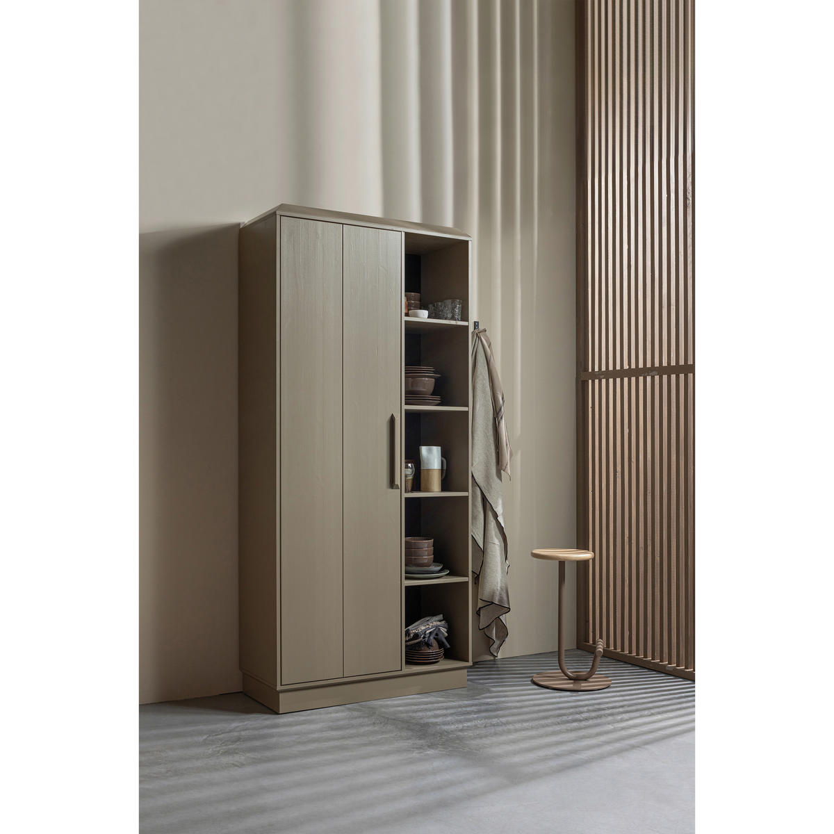 GARDEROBENSCHRANK Lowen  in 100/221/44 cm  - Schlammfarben, Design, Holz/Holzwerkstoff (100/221/44cm) - Livetastic