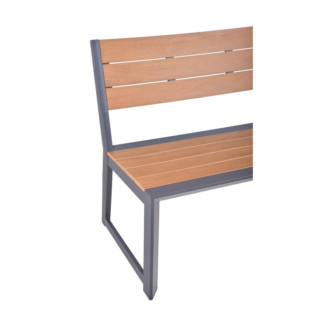 Thumbnail - Gardenson Gartenbank, Anthrazit, Braun, Metall, Kunststoff, 3-Sitzer, 55x81x180 cm, Abstellfläche, mit Rückenlehne, abwi...