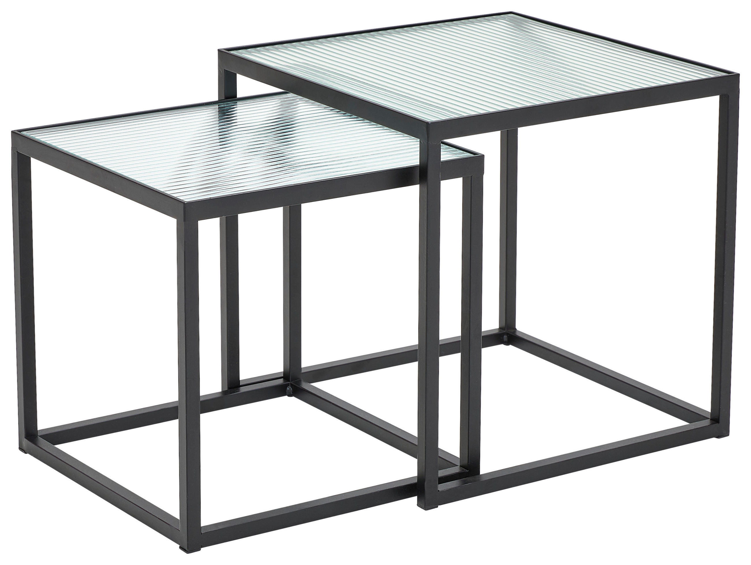 SATZTISCH in Metall, Glas  - Schwarz, Design, Glas/Metall (40/35/40/35/40/35cm) - MID.YOU
