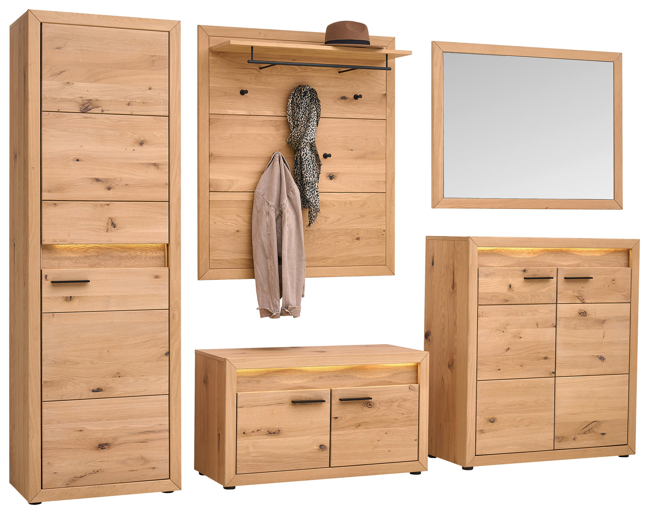 GARDEROBE  in 285/199/40 cm  - Eichefarben, KONVENTIONELL, Holz (285/199/40cm) - Linea Natura