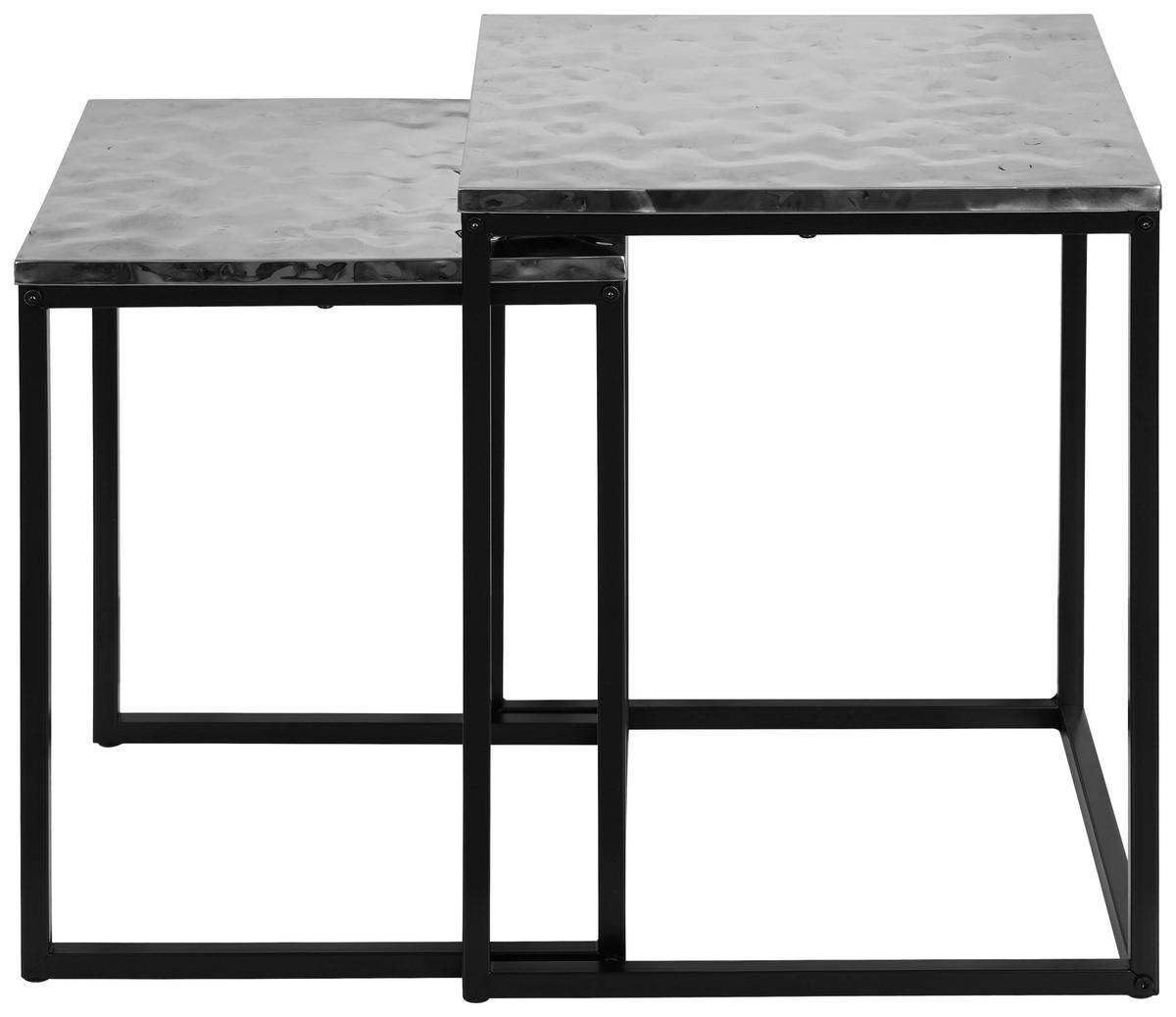 BEISTELLTISCHSET quadratisch Schwarz, Edelstahlfarben  - Edelstahlfarben/Schwarz, LIFESTYLE, Holzwerkstoff/Metall (35-40/35-40/45,5-50,5cm) - Xora