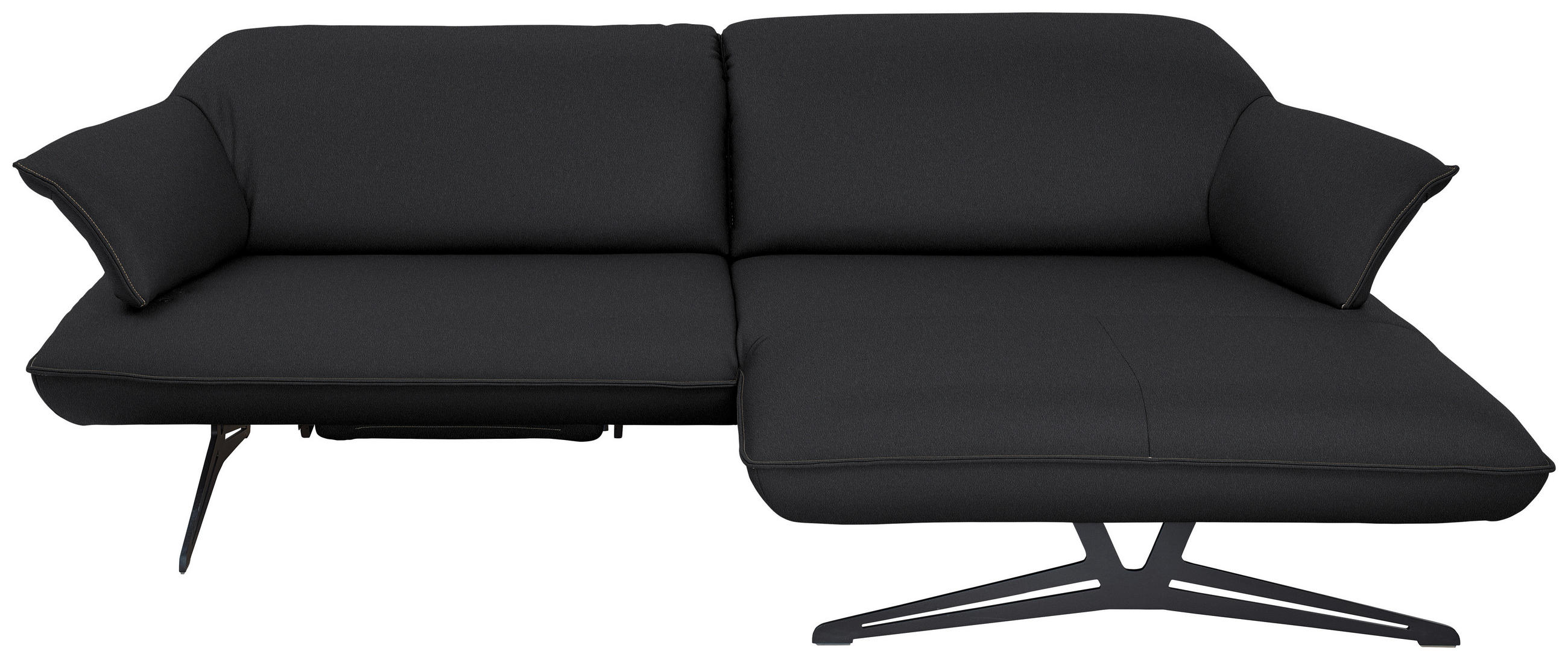 ECKSOFA in Echtleder Schwarz  - Beige/Schwarz, Design, Leder/Metall (252/169cm) - Koinor