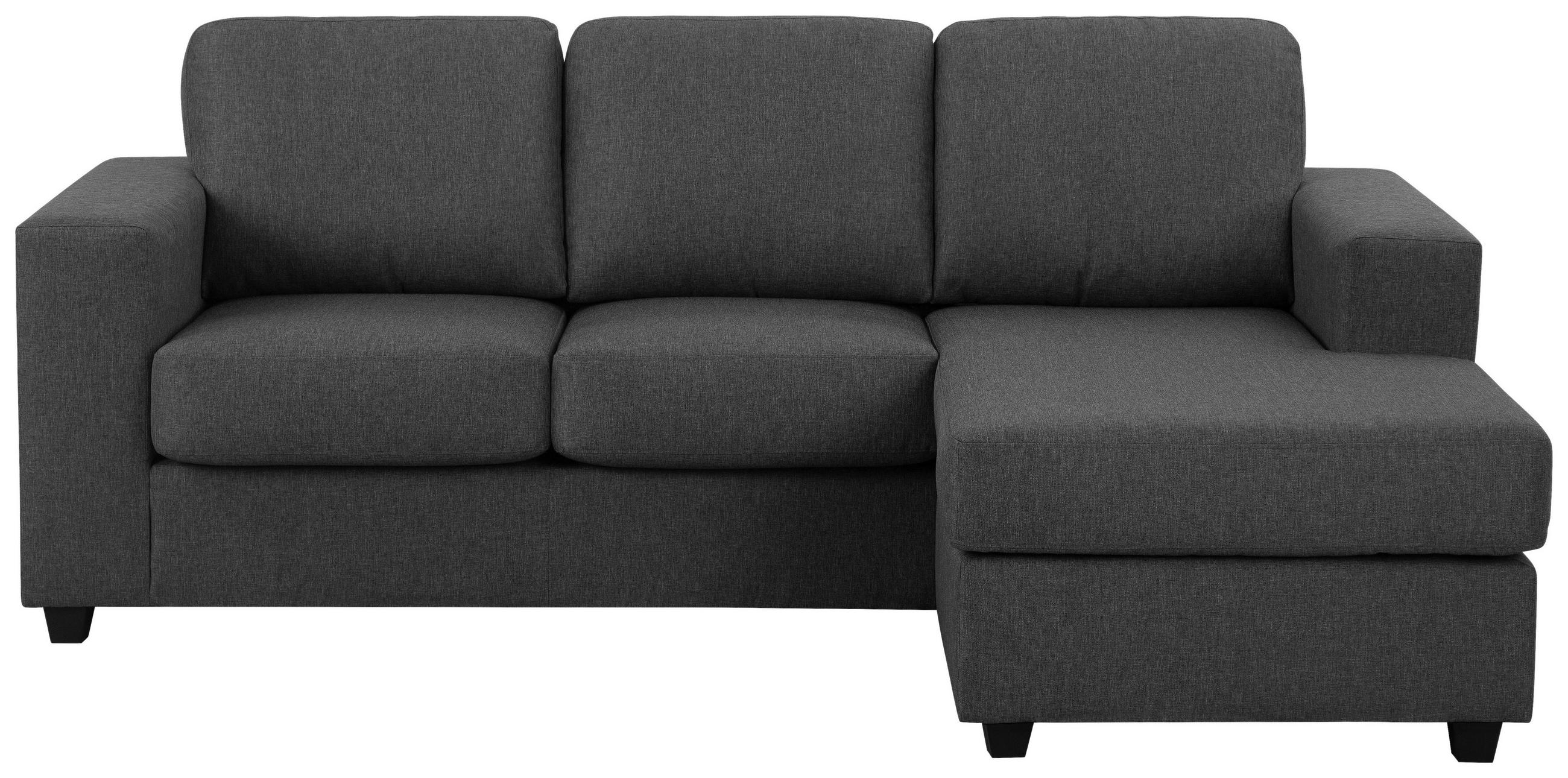 ECKSOFA Grau Leinenoptik  - Schwarz/Grau, KONVENTIONELL, Kunststoff/Textil (208/85/148cm) - MID.YOU