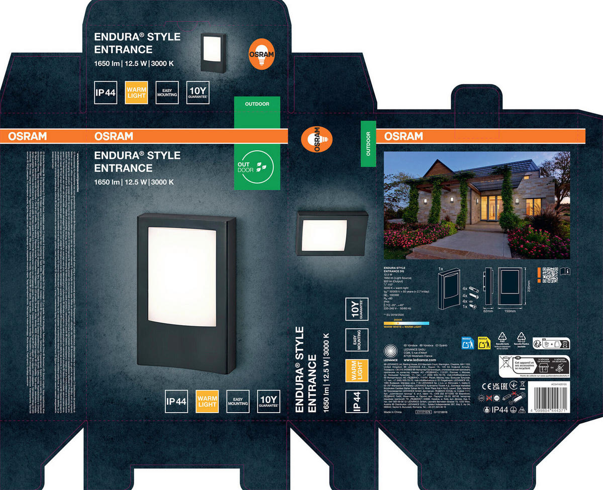 LED-AUßENLEUCHTE 15/6,2/23,5 cm   - Dunkelgrau, Basics, Kunststoff/Metall (15/6,2/23,5cm) - Osram