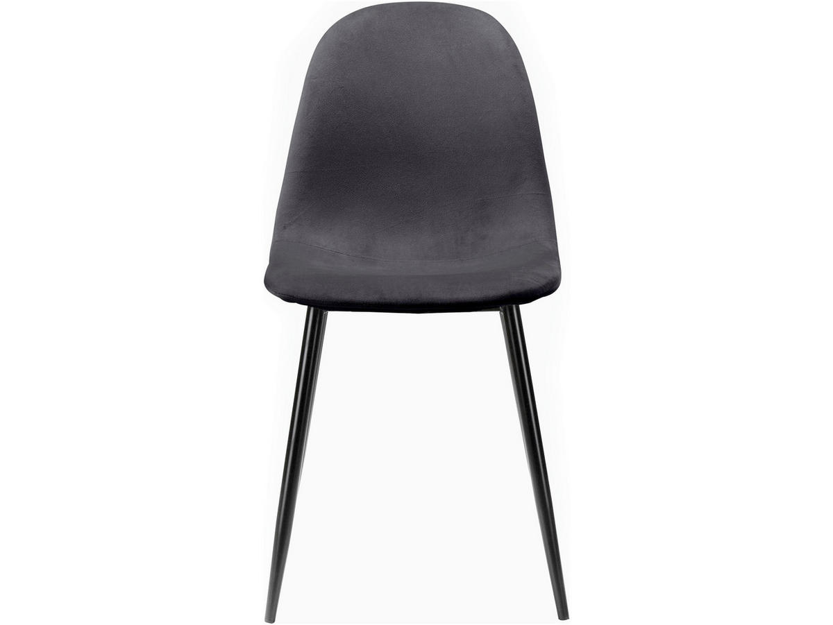 STUHL-SET Velours Anthrazit, Schwarz  - Anthrazit/Schwarz, Design, Textil/Metall (44/87/51cm) - MID.YOU