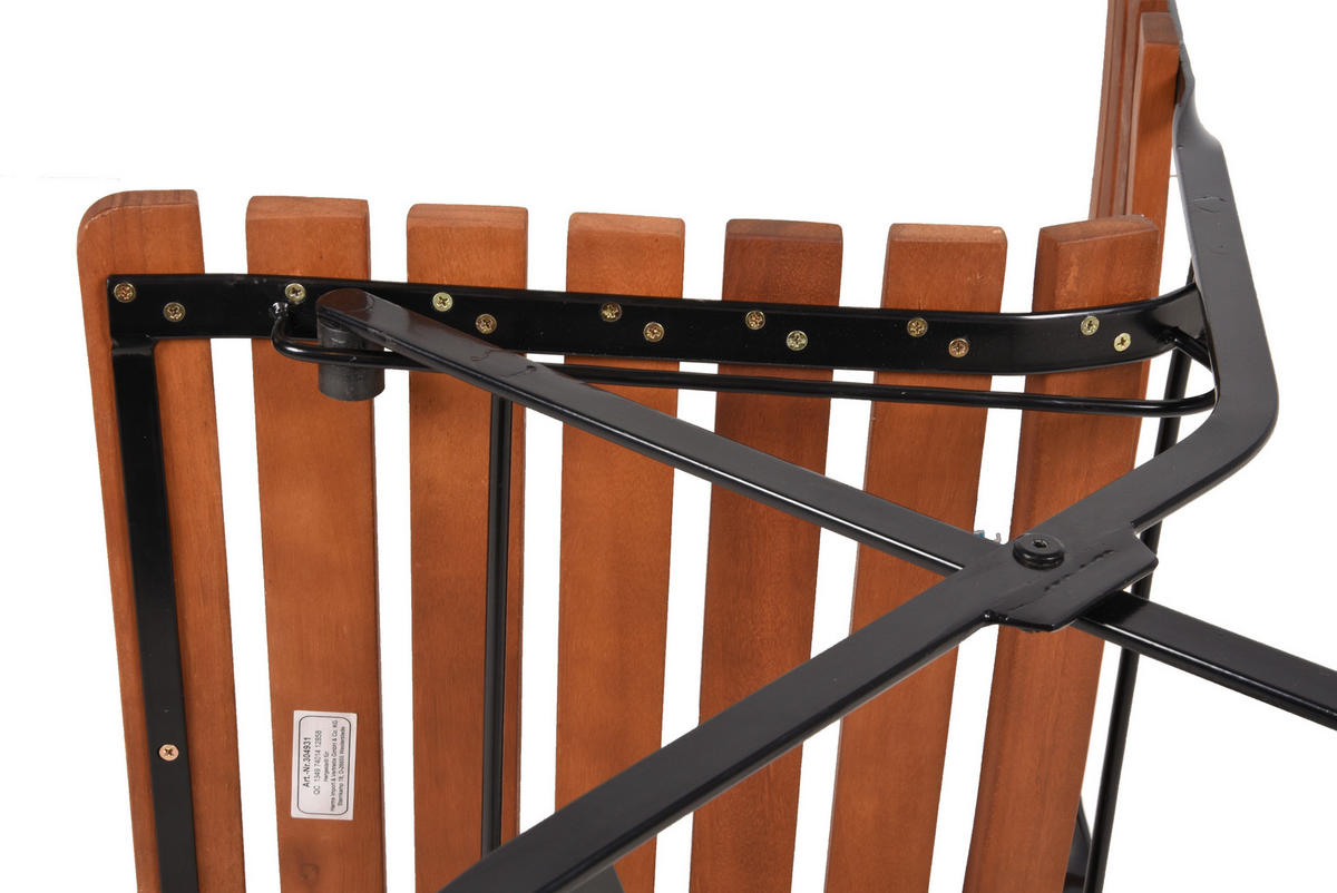 GARTENKLAPPSTUHL in Holz, Metall Braun, Schwarz  - Schwarz/Braun, MODERN, Holz/Metall (58/90/45cm) - Gardenson