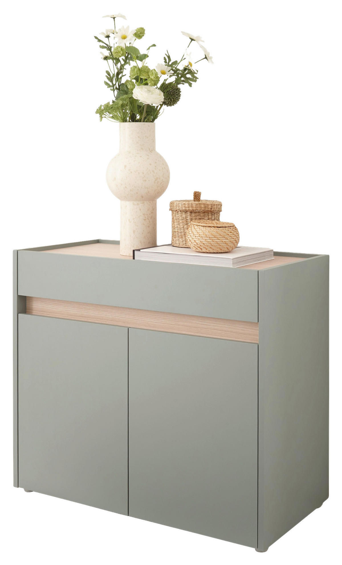SCHUHSCHRANK Eichefarben, Salbeigrün  - Eichefarben/Salbeigrün, Design, Holzwerkstoff/Kunststoff (80/70/40cm) - Modante