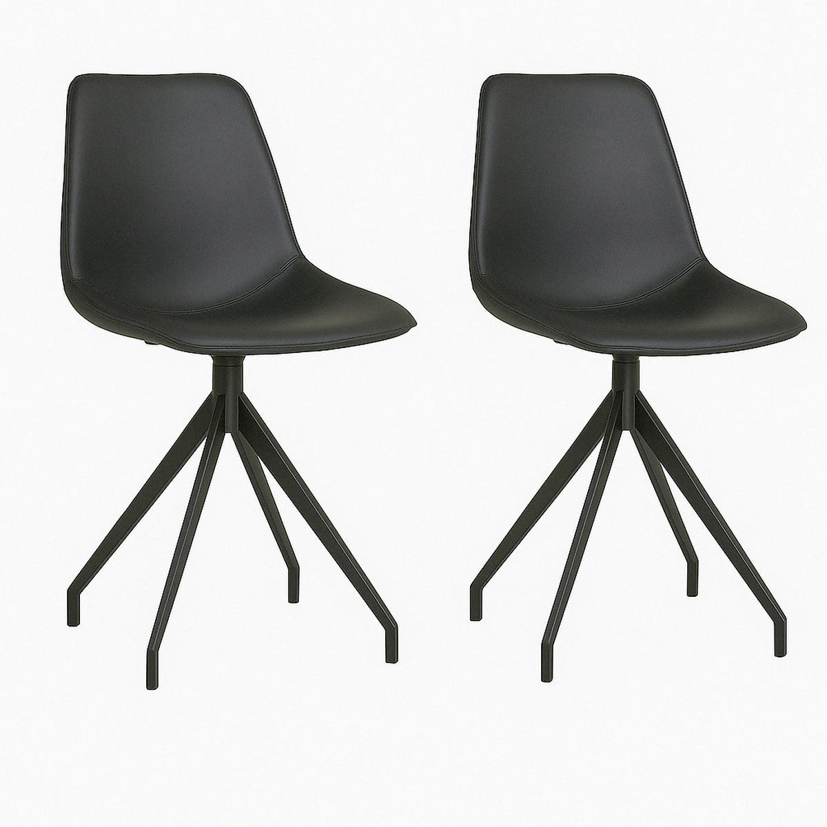 STUHL-SET 2 Stück , , Lederlook  - Schwarz, MODERN, Textil/Metall (48/86/56cm) - MID.YOU