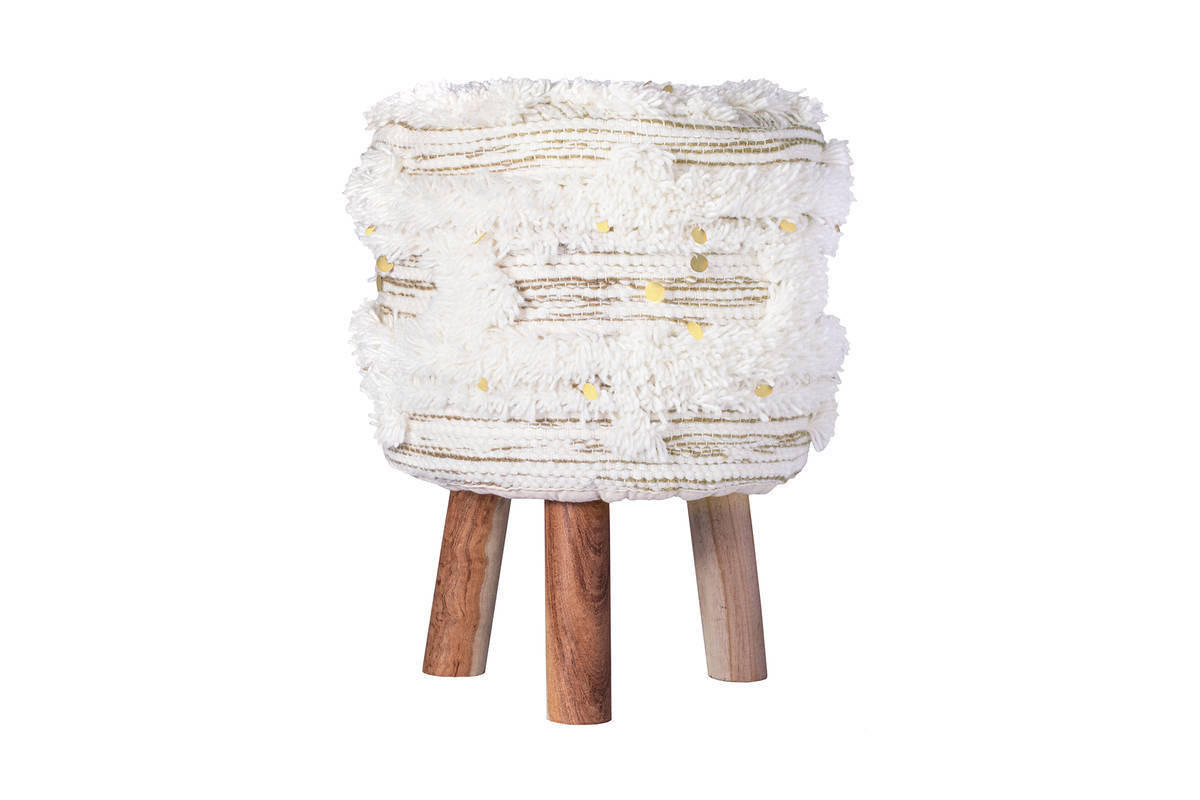 HOCKER in Holz, Textil Creme, Olivgrün  - Creme/Olivgrün, Trend, Holz/Textil (38/50/38cm) - Kayoom