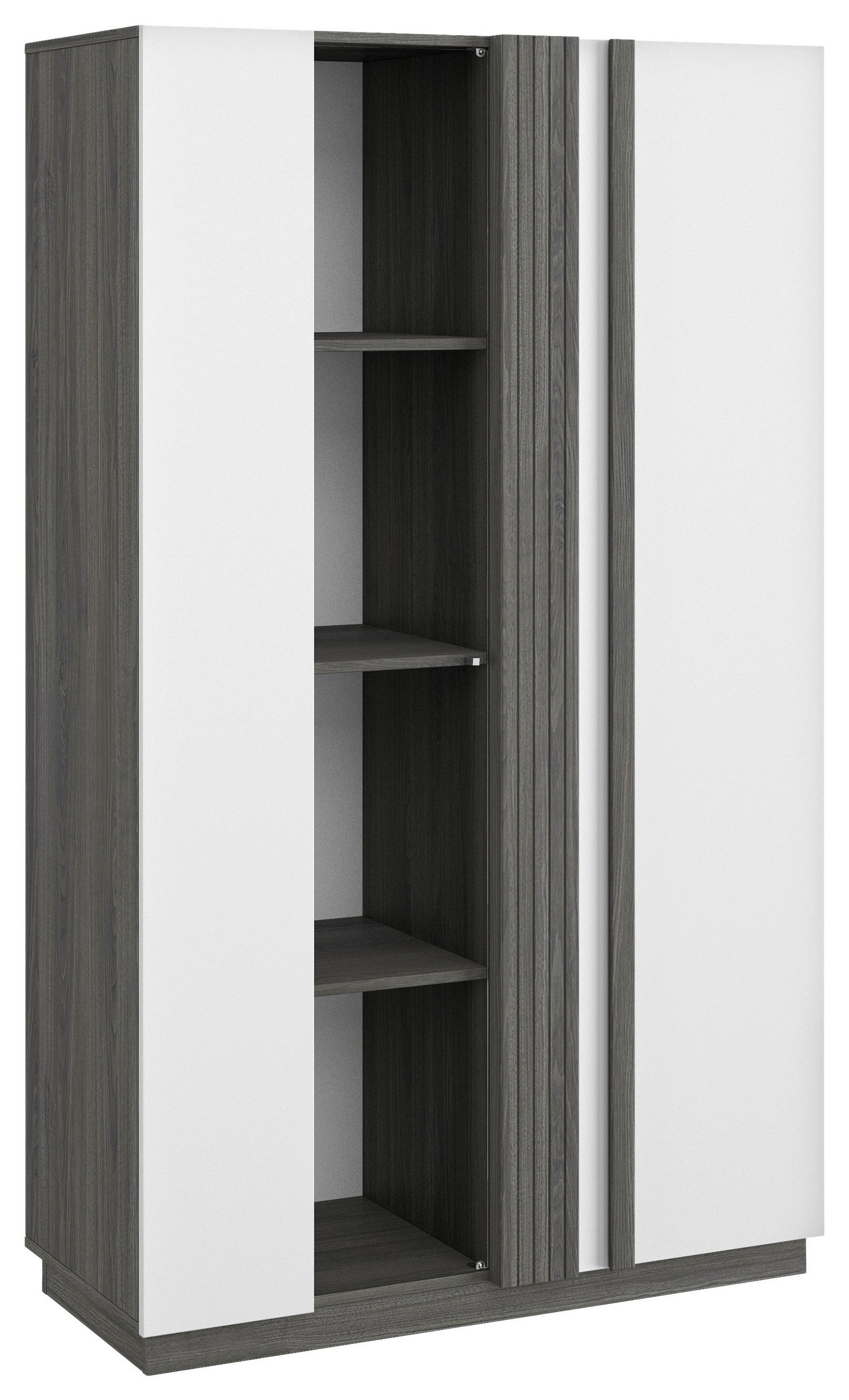 VITRINE in Schwarz, Weiß Hochglanz  - Weiß Hochglanz/Schwarz, MODERN, Glas/Holzwerkstoff (109/180/46cm) - MID.YOU