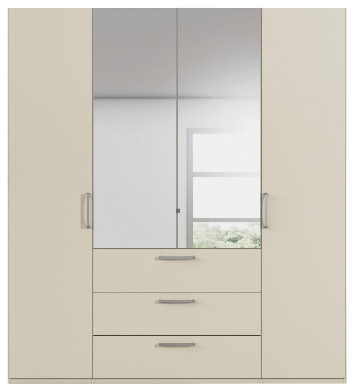 DREHTÜRENSCHRANK 201/223/61 cm,  in Champagner, 4-türig  - Chromfarben/Edelstahlfarben, Basics, Glas/Holzwerkstoff (201/223/61cm) - Novel