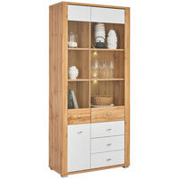 VITRINE in Weiß, Eichefarben  - Chromfarben/Eichefarben, KONVENTIONELL, Glas/Holzwerkstoff (86/193/38cm) - Ti'me