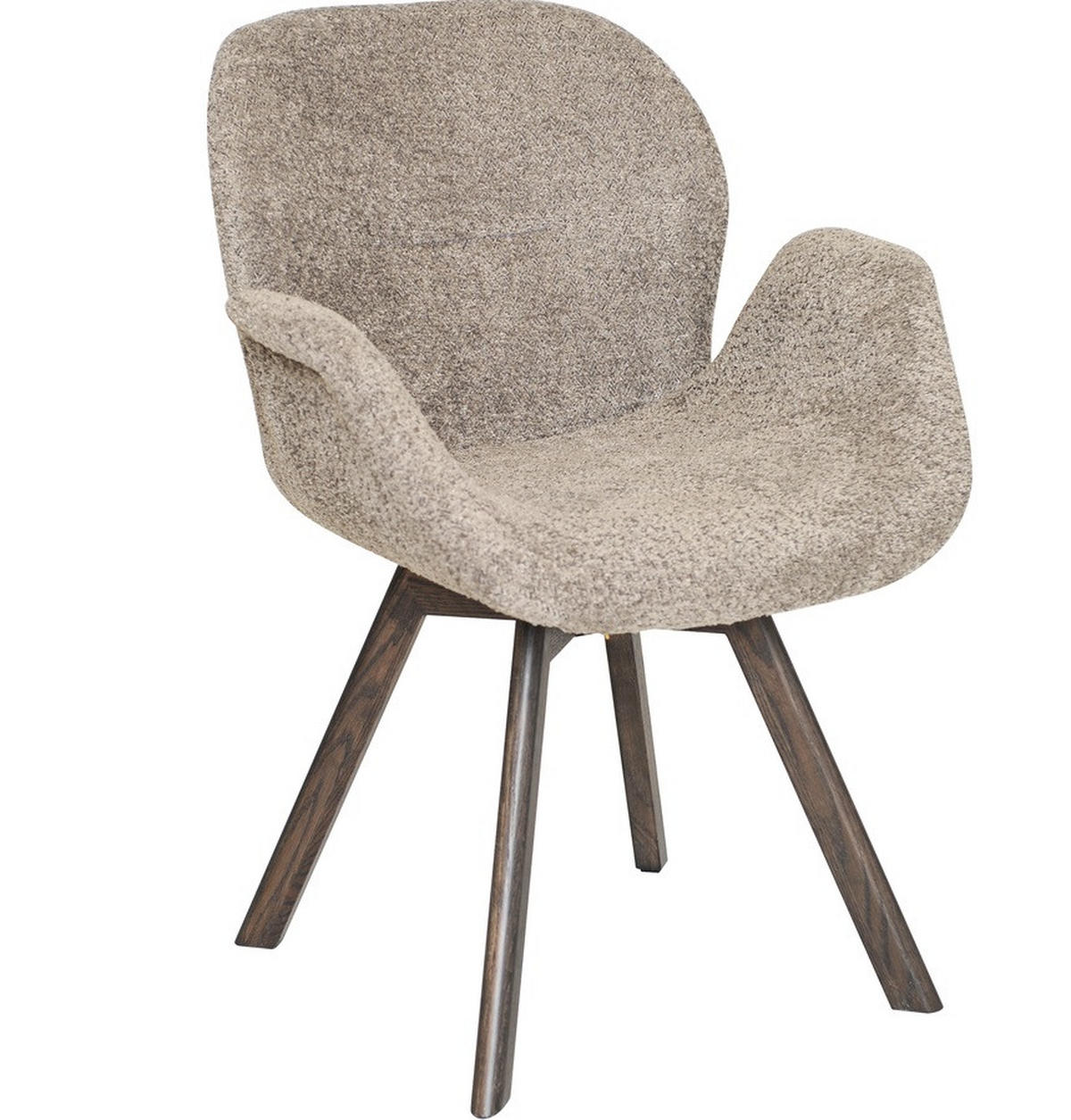 STOL MED ARMSTÖD bouclé  - mörkbrun/taupe, Design, trä/textil (61/84/63cm) - Best Price