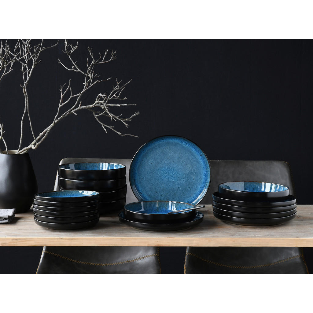 Thumbnail - Creatable Tafelservice, Blau, Keramik, 18-teilig, 43x32x44 cm, lebensmittelecht, Essen & Trinken, Geschirr, Geschirr-Set...