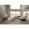 ECKSOFA in Echtleder Hellbraun  244/255 cm  - Hellbraun/Schwarz, Design, Leder/Metall (244/255cm) - Emilio Belluti